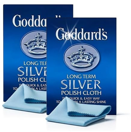 Silver Polishing Cloth Pack of 2 – Anti Tarnish Jewellery Cleaning Cloth for Sterling Silver, Rings, Necklaces & Silverware – Reusable Microfibre Polishing & Cleaning Cloth for Long Lasting Shine