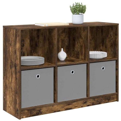 vidaXL Sideboard mit Schubladen Geräucherte Eiche 102 x 32 x 73,5 cm, Moderner Sideboard, freistehend, viel Platz, praktischer Wohnungshelfer, schickes Design für Dein Wohnzimmer