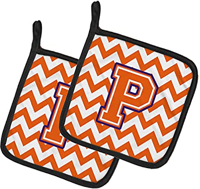 Caroline's Treasures Lettre P Chevron Orange et Regalia Paire de Maniques CJ1062-PPTHD, Tissu, Multicolore