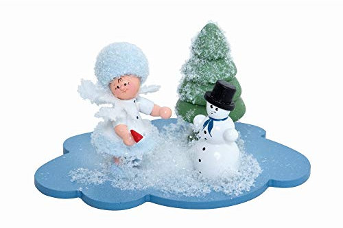 Drechslerei Kuhnert Schneeflöckchen mit Schneemann - 10x7x6 cm