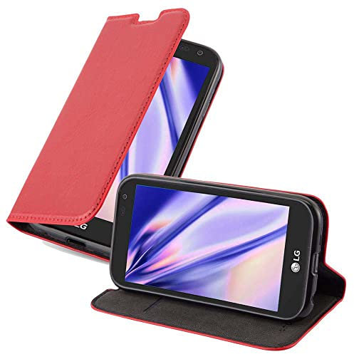 cadorabo Coque pour LG K3 2017 en Rouge DE Pomme - Housse Protection avec Fermoire Magnétique, Stand Horizontal et Fente Carte - Portefeuille Etui Poche Folio Case Cover
