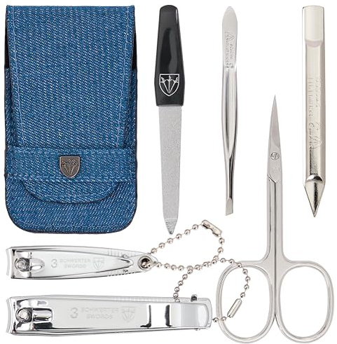 3 Swords Germany - brand quality 6 piece manicure pedicure set for nail care scissors clipper with case by 3 Swords Germany - jeans blue