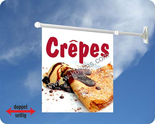 Werbeflagge, Werbefahne - Crepes, Zuckerwatte, gebrannte Mandeln - Ideal für Jahrmarkt, Kirmes, Stadtfest oder Buden, versch. Varianten, weiß (Crepes mit Eis)