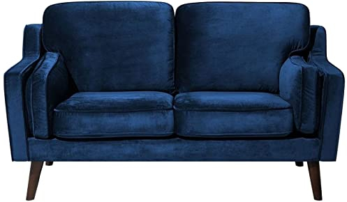 Beliani Trendy Sofa aus Samtstoff in Dunkelblau Polstersofa 2-Sitzer Lokka