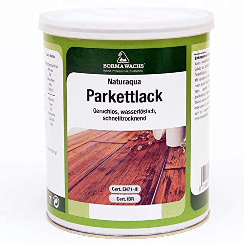 PROFI Natur Parkett- und Treppenlack auf Wasserbasis EN71-3 Zertifiziert (1 Liter, Transparent Seidenmatt 30)