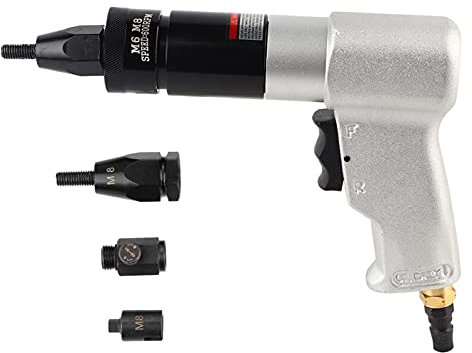 Akozon Pistola de remache neumática Remachadora neumática Tuerca de tracción Pistola automática de remache de aire (M6/M8)