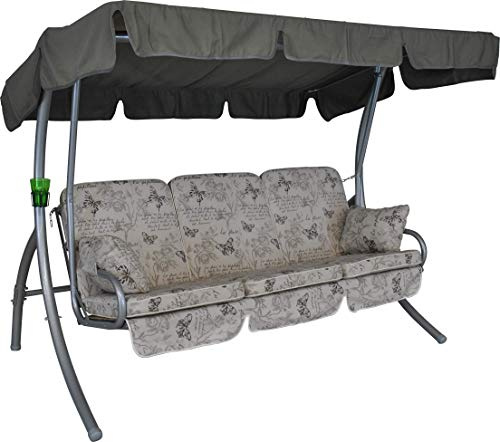 ANGERER Hollywoodschaukel Comfort beige Schmetterling | Gartenschaukel Made in Germany, Schaukel zum Sitzen, Liegen und Entspannen, inklusive Bett-Funktion, einfache Montage