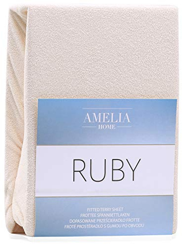 AmeliaHome Spannbettlaken 80x200-90x200 cm Frottee Baumwolle Spannbetttuch, Hellbeige