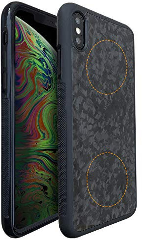 Molzar Grip Series for iPhone Xs Max Case with Real Forged Carbon Fiber, Built-in Metal Plate for Magnetic Mount, Works with Qi-certified Chargers, Glossy Black/Forged