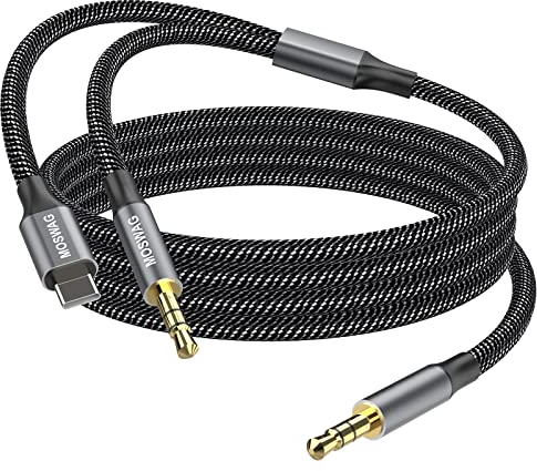 MOSWAG Cable AUX 2 en 1 de 3.5mm a 3.5mm 1M Con Adaptador USB C - Para Auriculares, Coche, Altavoz Estéreo