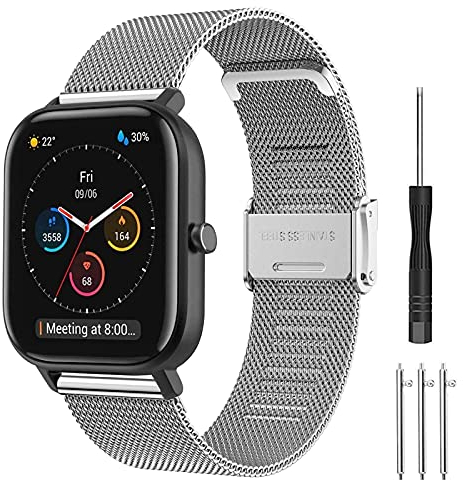 Kompatibel mit Amazfit GTS 2 Mini Armband, 20mm Mesh Geschäft Metall Uhrenarmband für Amazfit GTS/GTS 2/2e/GTS 3/GTS 4/GTS 4 Mini/GTR Mini/Amazfit Active/Amazfit Bip/Bip U/Bip U Pro/Bip 3/Bip 3 Pro