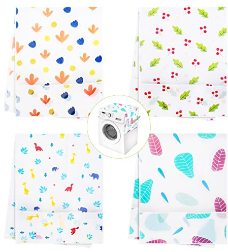 4 Pcs Fridge Dust Cover 130 x 54cm Waterproof Washing Machine Top Cover Refrigerator Dust Proof Cover with Storage Pockets