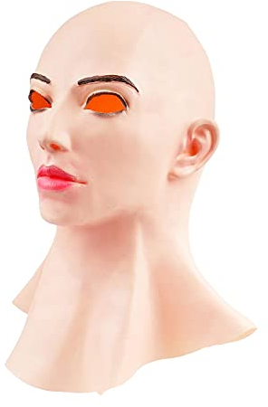 Gintdinpu Halloween realistische Masken, weiche Latex realistische weibliche Kopfmaske handgemachtes Gesicht Full Face Silikon Crossdress Maske für Cosplay Kostüm Party Halloween