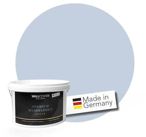 WALLCOVER PREMIUM Peinture Murale Bleu Clair pour l'intérieur 2.5 L Mat Bleu Céleste des Nuages Peinture intérieure Haute couvrance - Fabriquée en Allemagne
