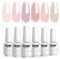 Vishine Vernis Gel Semi Permanent Transparent Nude,Lot de 6 Vernis Semi Permanent Naturel Rose French Transparent Gelée de Cristal Soak Off UV LED Gel 8ml