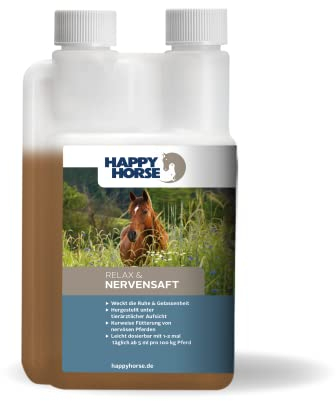 Happy Horse Relax & Nervensaft für Pferde - Natürliche Unterstützung, psychische Ausgeglichenheit und Verfassung bei Pferden, Fördert Verdauung, Baldrian u. Hopfen wirken beruhigend.