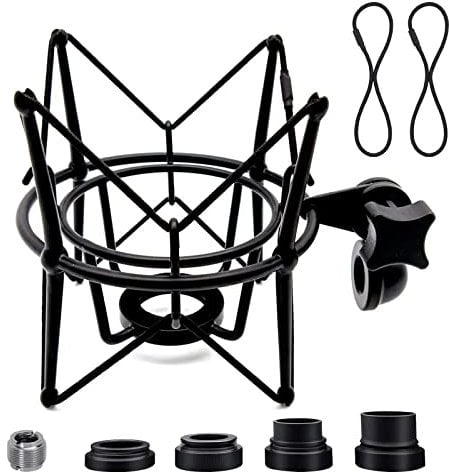 Microphone Shock Mount Universal Mic Holder Spider Recording Mic Shockmount Stand Compatible with Many Condenser Mics Like Rode NT1-A NT2-A Procaster AT2020 MXL 990 770 U87 (Black)
