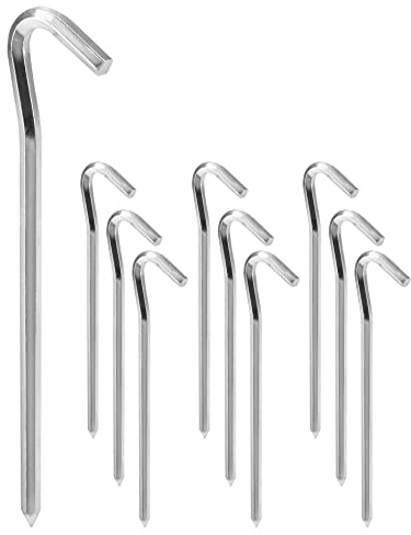 QWORK® 10 Piezas Piquetas para Tienda, Piquetas Camping, Clavos Camping, Aleación De Aluminio De 18 Cm, Ideal para Acampar Al Aire Libre, Redes De Fútbol