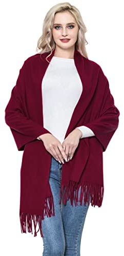 vimate Kaschmir Schals und Tücher, Solid Burgundy Kaschmir Pashmina Schals und Tücher für Damen und Herren (DE-Burgundy)