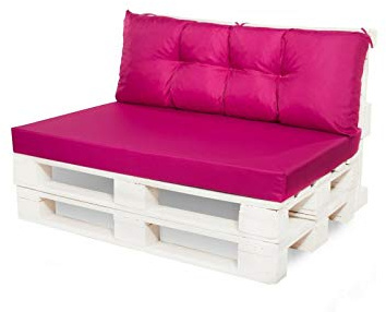 Palettenkissen Outdoor - Palettenkissen wasserfest - Palettenkissen Set (Set sitzkissen 120x80 + rückenkissen 120x40, Rosa)