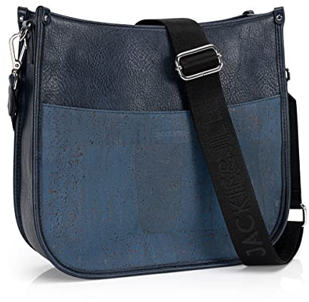 Jackie&Jill Umhängetasche für Damen, mittelgroße Kork- und Vegen-Leder-Schultertaschen, mehrere Taschen, lässige Damen-Geldbörsen., Königsblau