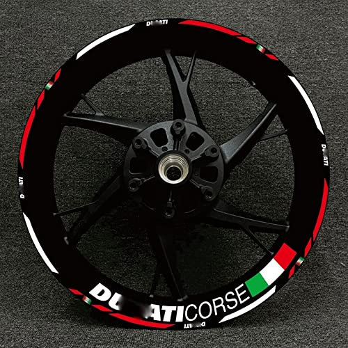 ROANNY Felgenband Motorrad Rad Aufkleber Felge Für Ducati V4 797 748 1098 S 821 696 Monster 1100 Vorne Hinten Aufkleber Full Set Aufkleber (Color : 7)