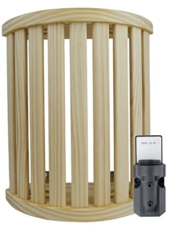 SudoreWell® Sauna Ecklampenschirm Holzblendschirm Oslo aus Kiefernholz mit Leuchtenfassung E 14