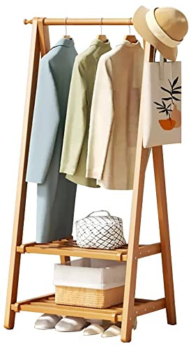 Bambus Kleiderständer, Garderobenständer Freistehender mit Kleiderstange, Kleiderständer Holz, Wäscheständer Offener, Offener Kleiderschrank System, 150kg Belastbar