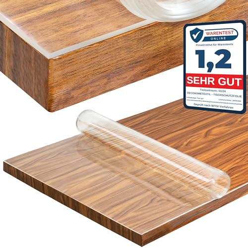 Transparente Folie Schutzfolie leicht mattiert mit abgeschrägter V-Kante Eckig 40 x 100 cm Tischdecke Maschinenzuschnitt