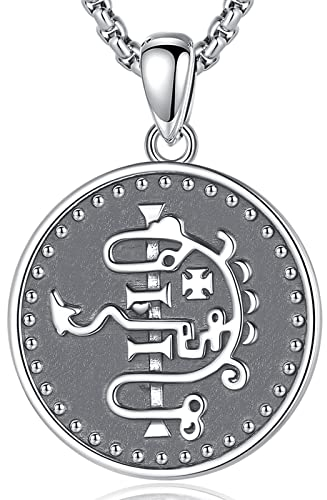 EUDORA Harmony Ball Großer König Asmodeus Kette für Damen Sterling Silber 925, König Asmodeus Siegel Halskette Amulett Runen Anhänger, Vintage König der Erdgeister Asmodeus Schmuck Geschenk für Frauen