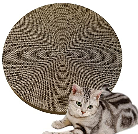 Tabla rascador para gatos redonda, en cuenco, cartón para rascar gatos con divertido track yoyo, rascador reciclable para gatos interior, caja para rascar gatos