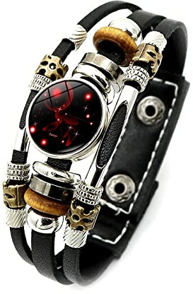 LODMLOER Leuchtendes Armband Mit 12 Sternbildern – Herren-Sternzeichen-Druckknopf-Vintage-Mehrschicht-Punk-Lederarmbänder Für Frauen,Geburtstagsgeschenk,Krebs,Einheitsgröße