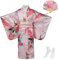 Girl Kimono Kids Dress Traditional Clothing Silk Fabric Robe Wedding Wear Party Performance Gown,Cosplay Costume Set with Folding Fans and Tabi Socks,130 CM,Pink