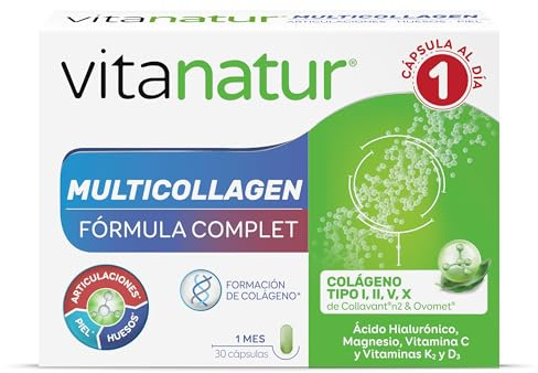 Vitanatur - Multicollagen Fórmula Complet, Cápsulas, 30 Unidades | Ácido Hialurónico, Magnesio, Vitamina C, Vitaminas K2 y D3, Uso Diario, Fácil de Tomar