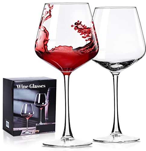 ParaCity Mundgeblasene Weingläser Set, Burgunder Weißweingläser und Rotweingläser, 470ML Weingläser für Damen, Herren, Hochzeit und Geburtstag (2)