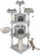 Yaheetech Rascador Árbol para Gatos Grandes Torre de Gatos de 193cm de Altura con 3 Plataformas 2 Cuevas Cesta y Multinivel Gris Claro