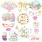 SUNBEAUTY 14 Stück Tea Party Foto Requisiten Fotobox Accessoires Fotobox Requisiten Dekoration für Mädchen Frauen Baby Shower Party Deko