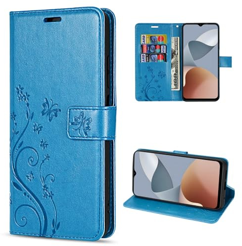 betterfon Hülle Kompatibel mit ZTE Blade A73 4G / V50s | Premium PU Leder Handyhülle Wallet Case für Blade A73 4G / V50s | Schutzhülle Blumen Klapphülle Handyhülle | Blau