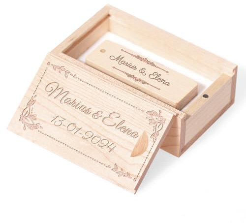 Clé USB Personnalisée Coffret Cadeau en Bois Massif Clé USB Flash Drive 3.0 Idée Cadeau pour Mariages, Anniversaires, remises de diplômes (Relaxant, 32 Go)