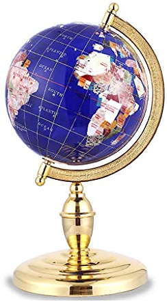 Weltkugel, Edelstein-Weltkugel, 360°-Drehung, Weltkugel mit Metallständer, geografische Entdeckungswelt für Erwachsene, Lernspielzeug, Globus für Kinder, Globus-Dekor