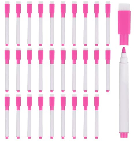 PATIKIL Whiteboard Marker Stifte, 100er Packung, Rosarote Tinte, Feine Spitze, mit Radierkappe für Büro, Zuhause, Klassenzimmer, Weißer Stiftstiel