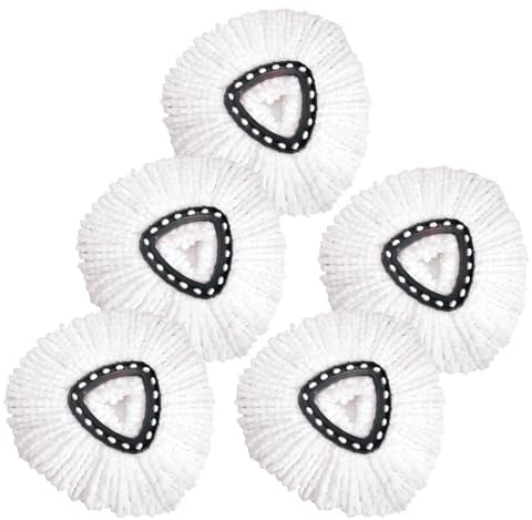 BONBELONG Mop Heads Compatible with Vileda 2-in-1 Turbo Mop Replacement Head Microfibre (White, 5 Pack)