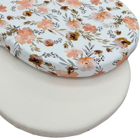 MIMUSELINA 2er-Pack Spannbettlaken für Moseskorb oder Kinderwagen, verstellbar, aus Musselin, Ersatz-Spannbetttuch für Kinderwagen, Moses-Kleidung (Bella)