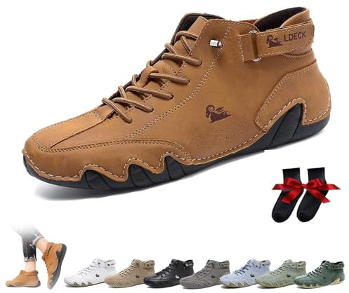 Stivali alti italiani fatti a mano da uomo Scarpe minimaliste da esterno Beck Scarpe casual traspiranti antiscivolo a piedi nudi per passeggiate Escursionismo Guida stivali Chukka(marrone,47 EU)