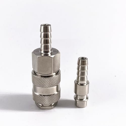 MEXEWORD 1 pcs EU Type Socket + Plug Raccord Pneumatique Norme Européenne Connecteur Rapide 6/8/10mm Tuyau Barb Coupleur Adaptateur for Compresseur d'air(8mm)