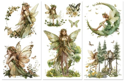Peacoblue Baroque Rub on Transfers for Crafts 3Pcs Vintage Elf 15cmx30cm, UV DTF Waterproof Furniture Transfer for Chest of Drawer Dresser Glass Porcelain Wood Plastic