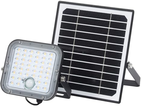 LEDVANCE LED-Solar-Außenleuchte Endura Outdoor schwarz mit Flutlicht und Solar-Panel, 5 m langes Kabel, mit Fernbedienung und PIR-Bewegungsmelder, 10 W, 1400 lm, 840, 4000 K Lichtfarbe, EEK A
