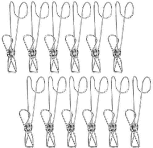 12Pcs Multi-Functional Portable Laundry Hooks Small Cloth Single Clip Useful Metal Hanging Clips Portable Laundry Hooks for Scarf, Belt, Gloves