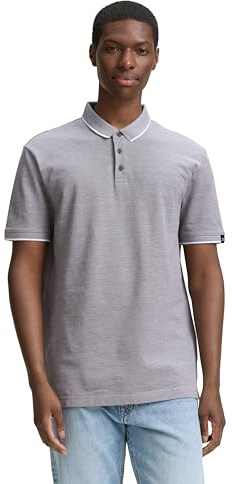TOM TAILOR Denim Herren 1045586 Poloshirt, 38110-Pavement Grey White Two Tone, L