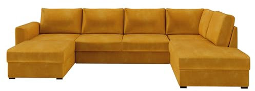 Mirjan24 Ecksofa Wilma mit 2 Bettkasten und Schlaffunktion für große Räume, Eckcouch Polsterecke Sofa Couch Couchgarnitur Schlafsofa (Wave 05, Seite: Rechts)